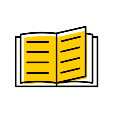 Clipart of opened book with gold pages 
